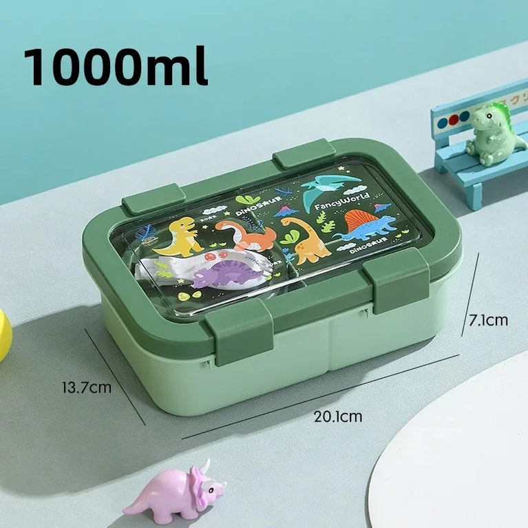 1000/1350ml Cartoon Lunch Box Leakproof Bento Container with Soup Bowl Portable Food Storage Box
