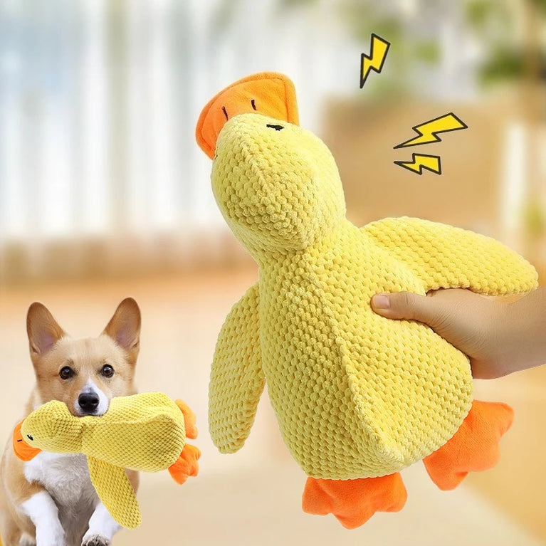 Plush Sleeping Duck Dog Toy Squeaky Chew Toy for Training Fun