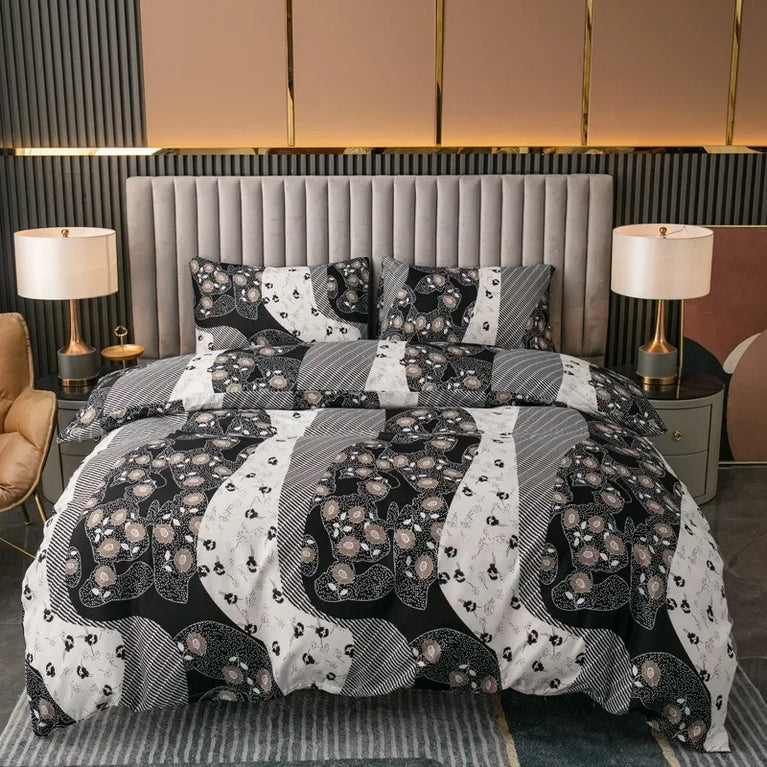 3-Piece Printed Brushed Duvet Cover Set | Soft & Breathable Bedding Collection