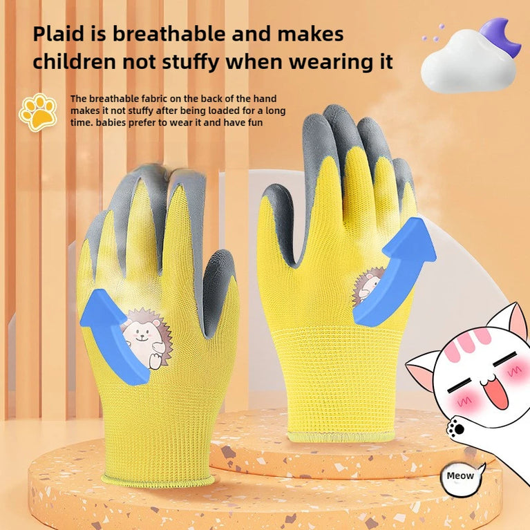 Kids Waterproof Wear Resistant Gardening Gloves Stab Proof Latex