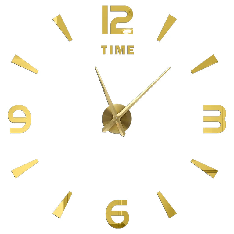 3D DIY Large Wall Clock | Modern Acrylic Mirror Surface Home Décor