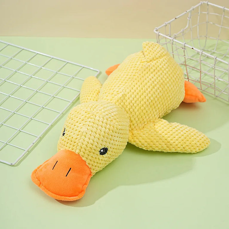 Plush Sleeping Duck Dog Toy Squeaky Chew Toy for Training Fun