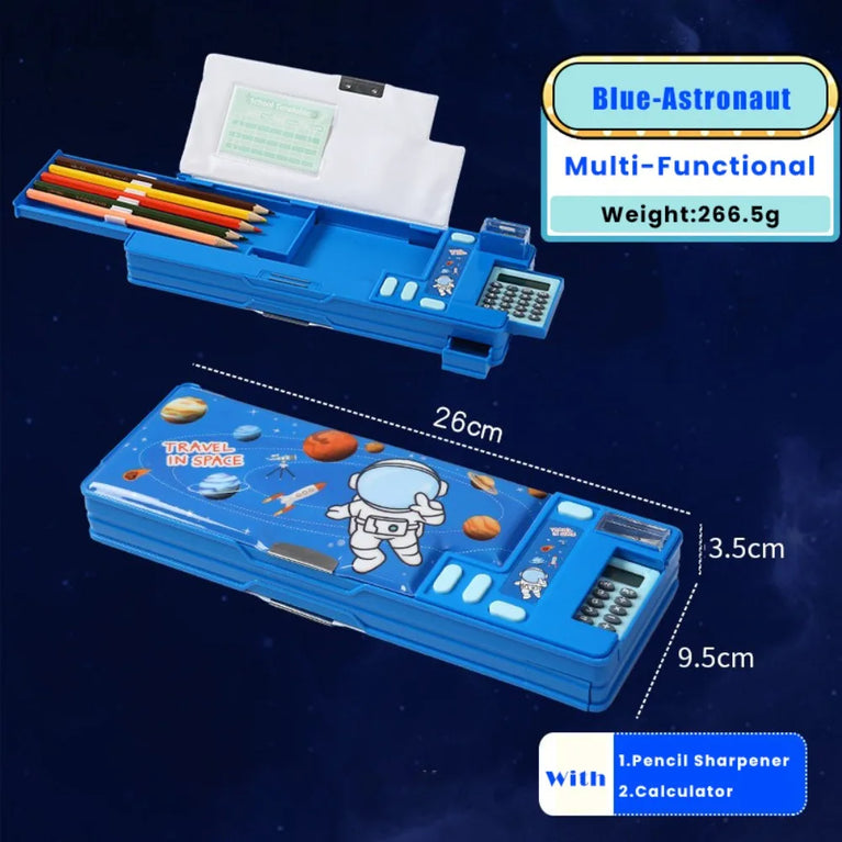 Multifunctional Pencil Case | Integrated Calculator & Sharpener Stationery Box
