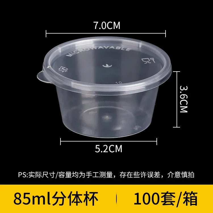 100pcs Disposable Sauce Takeaway Packaging Box Round Sealed Containers With Lid for Chili Oil