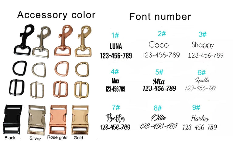 High Quality Personalized Dog Collar Leash Set Quick Release XS XL