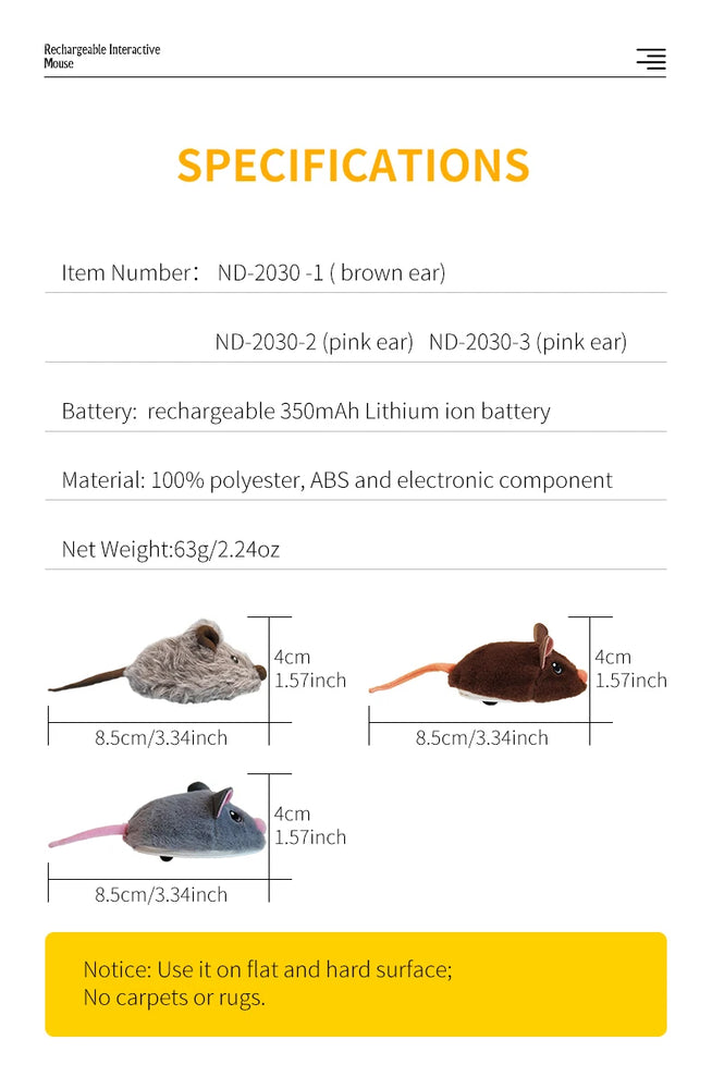 Electric Interactive Mouse Cat Toys Funny Plush Smart Movement Toy