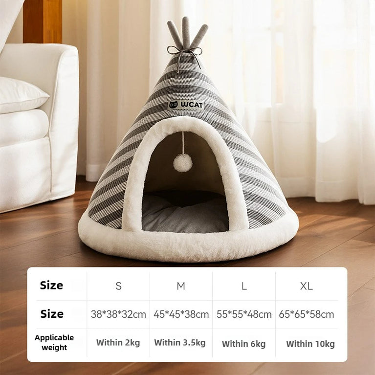 Winter Warm Knitted Cat Bed Cozy Tent Cat Heating Pad House