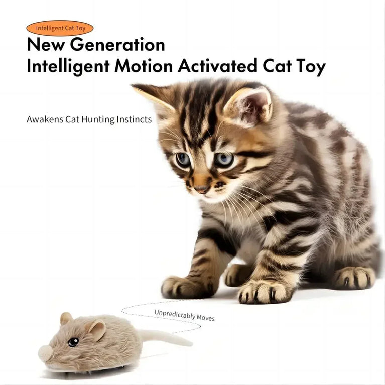 Rechargeable Motion Mouse Cat Toy Automatic Tail Wagging Interactive Sound Moving Pet Toy