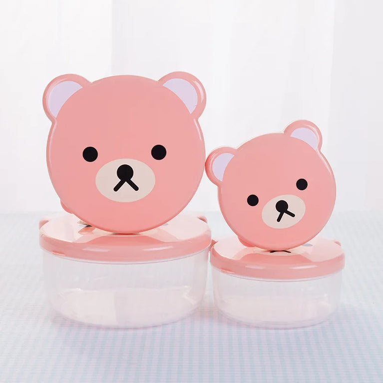 4Pcs Kids Bento Box Cartoon Lunch Storage Set Microwave Safe