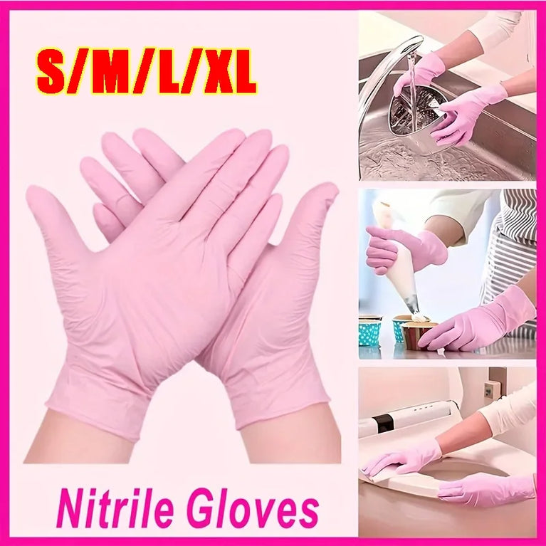 Disposable Black Nitrile Gloves Latex Free Waterproof Kitchen Gloves 100PCS