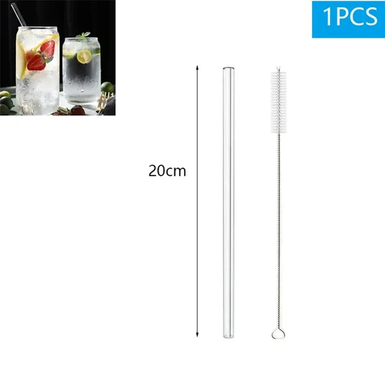 Reusable Glass Drinking Straw Smoothie Milkshake Cocktail Eco Friendly Straws Set