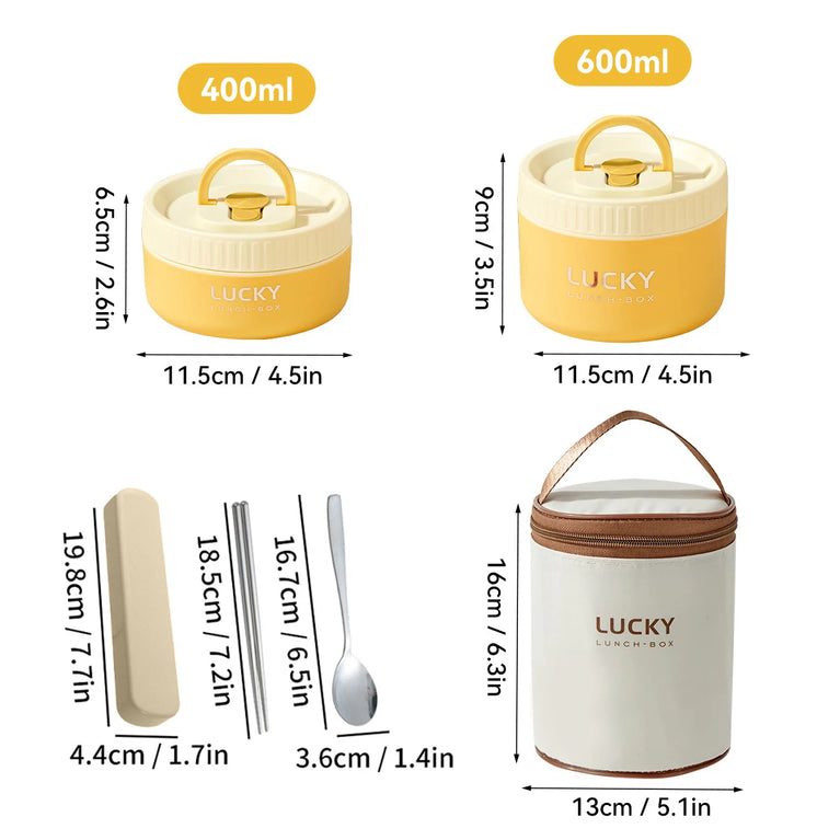 Bento Lunch Box Set Portable Keep Warm Insulated Stainless Steel Thermal Food Container Bag