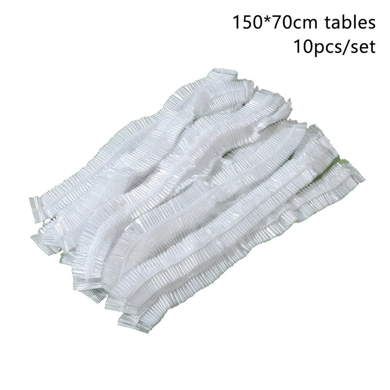 10Pcs Plastic Disposable Tablecloth Elastic Edged Waterproof Table Cover Camping Outdoor