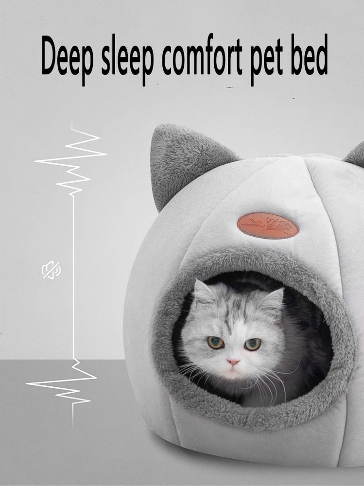 Deep Sleep Winter Cat Bed House Detachable Cozy Cave Nest