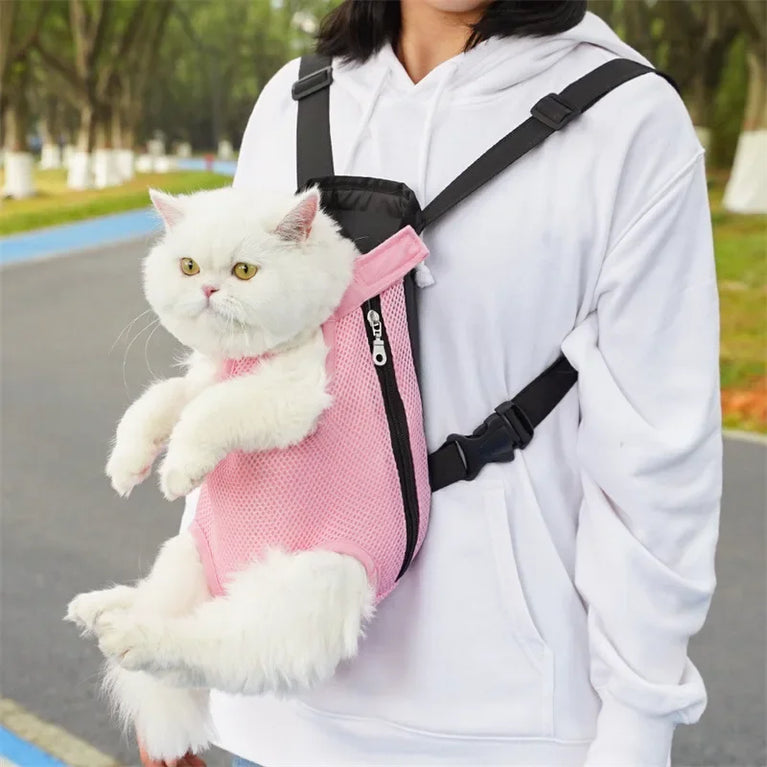 Portable Pet Mesh Backpack | Dual-Shoulder Outdoor Travel Carrier