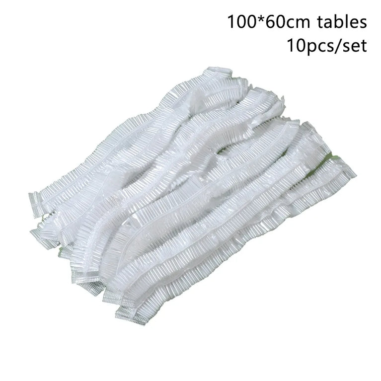 10Pcs Plastic Disposable Tablecloth Elastic Edged Waterproof Table Cover Camping Outdoor