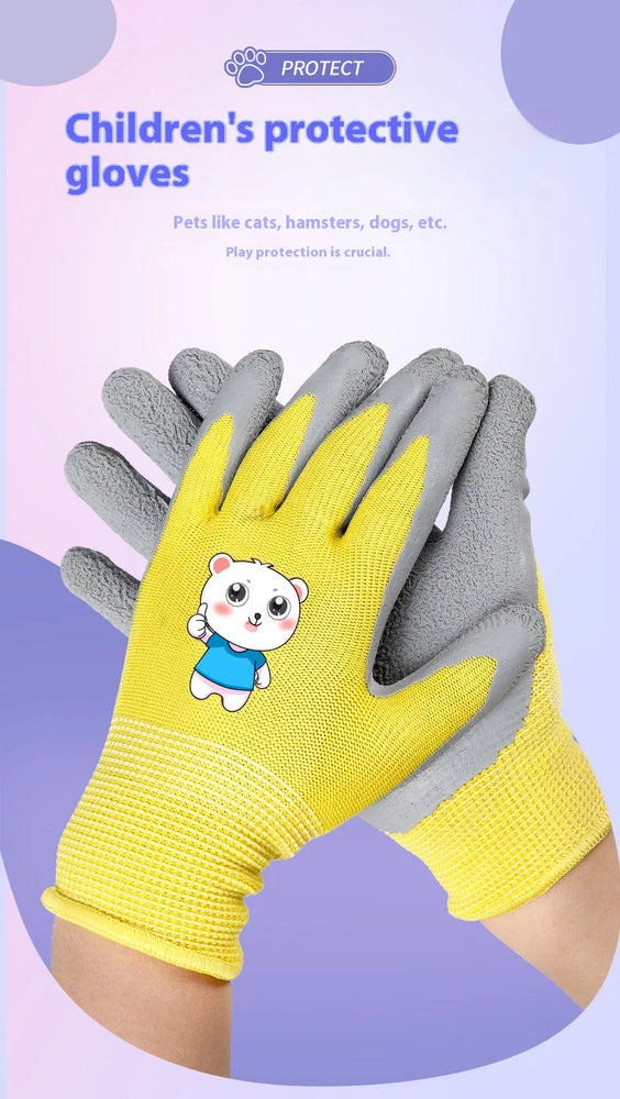 Kids Waterproof Non Slip Garden Work Gardening Gloves Durable Safety