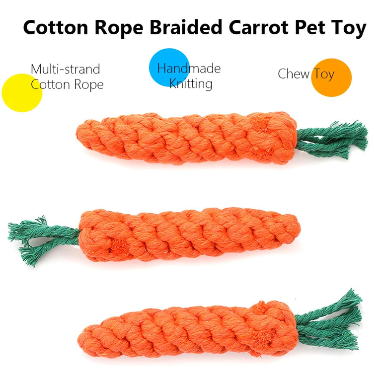Carrot Rope Dog Chew Toy Bite Resistant Teeth Cleaning Fun