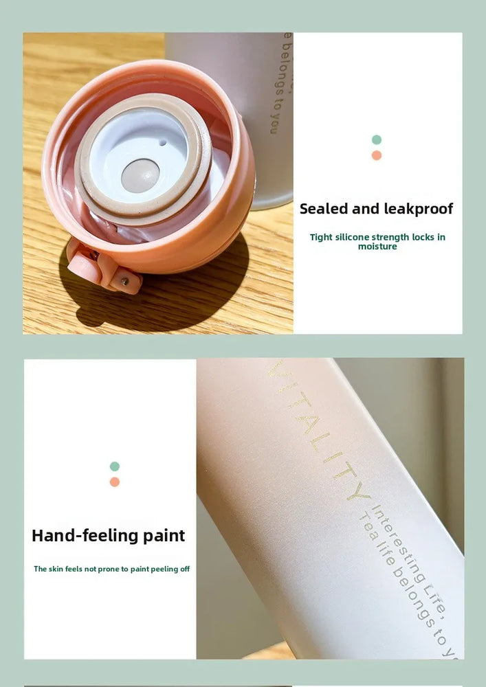 500ml Gradient Stainless Steel Insulated Water Bottle Flip Lid