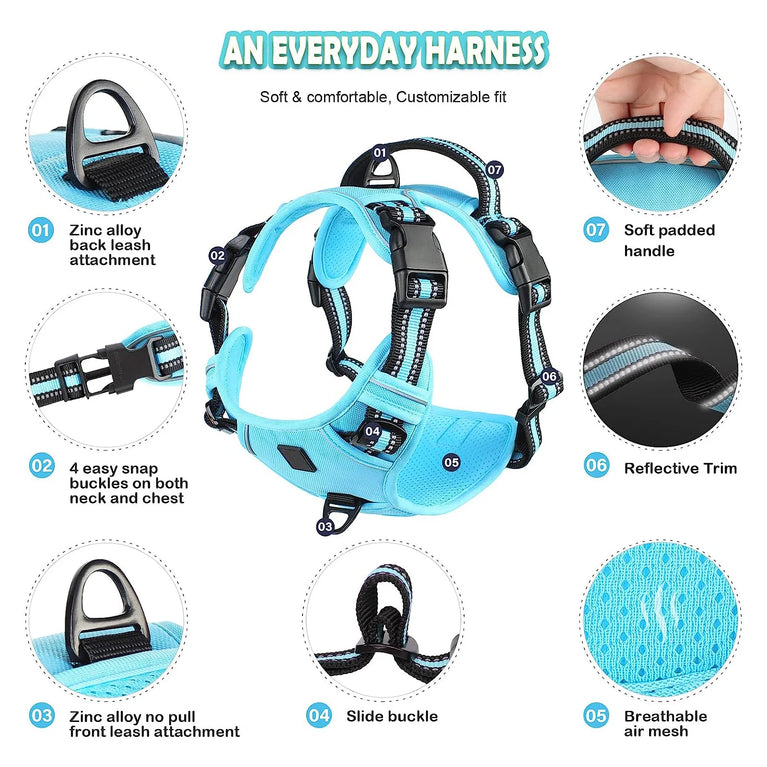 No Pull Adjustable Soft Padded Dog Harness Vest With Control Handle
