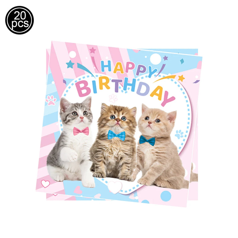 Cute Animals Tableware Cat Shaped Dinner Plates Disposable Party Set
