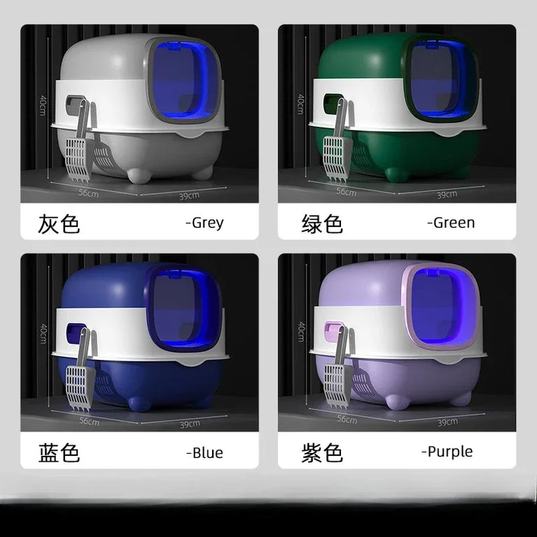 Fully Enclosed Oversized Cat Litter Box | Deodorizing Flip-Top Pet Toilet