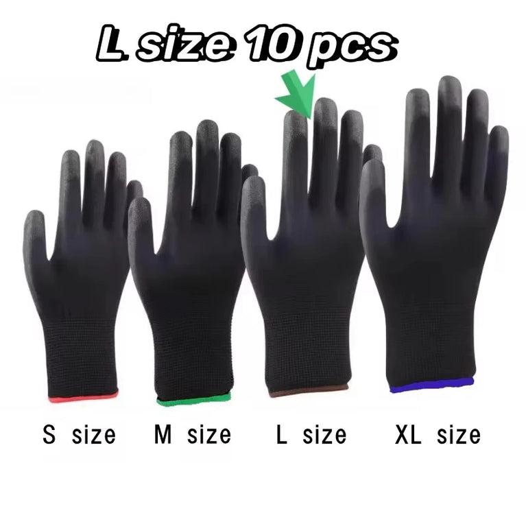 Polyester Nylon PU Coated Safety Gardening Gloves Non Slip ESD Protection