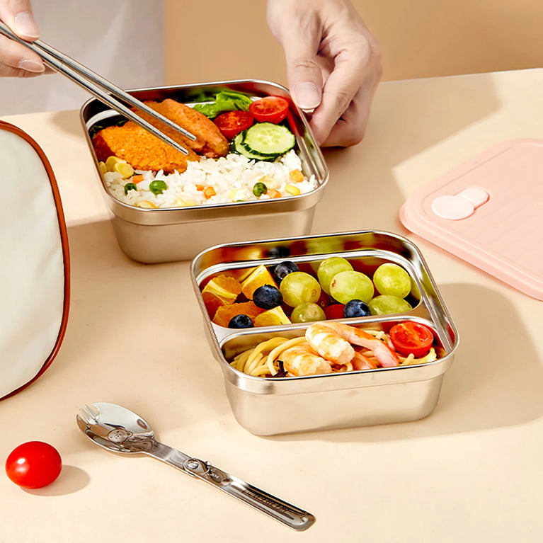 Portable Large Capacity Sealed Bento Lunch Box Stainless Steel Fruit Salad Food Container