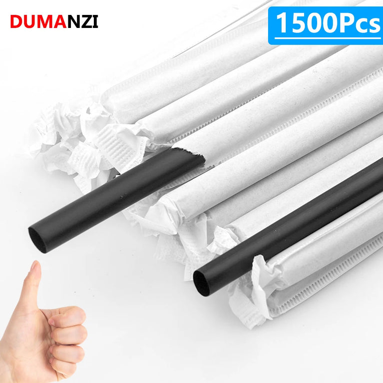 50-1000PCS Paper Black Drinking Straws for Party Kitchen Beverage Use