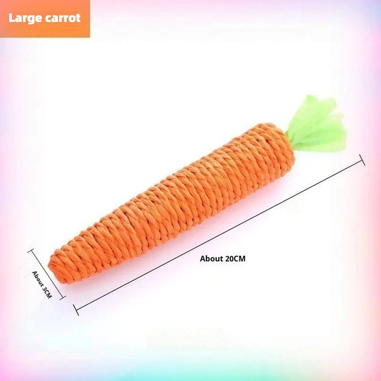 Cat Carrot Hemp Rope Chew Toy Teeth Grinding Interactive Kitten Scratching Fun Toy