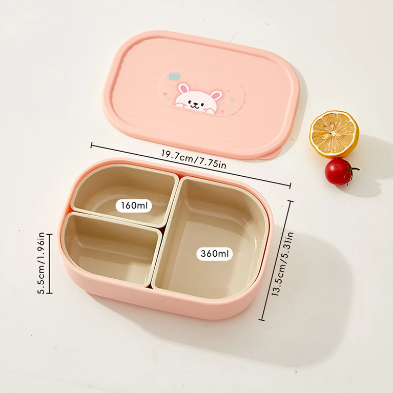 3-Grids Microwave Bento Lunch Box Stackable Leakproof Food Container