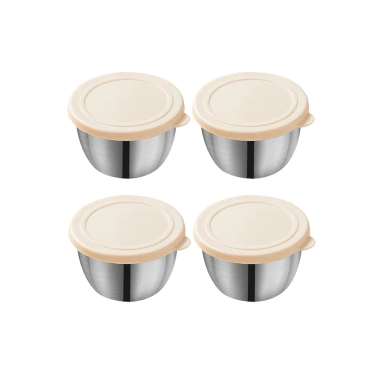 304 Stainless Steel Sauce Cup with Lid Reusable Dipping Container 75ML Portable Salad Dressing Jar Kitchen Tool