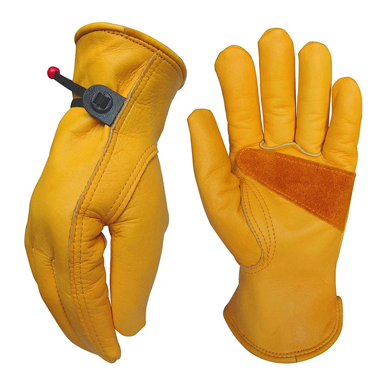 Cowhide Leather Gardening Gloves Reinforced Palm Tough Work Use