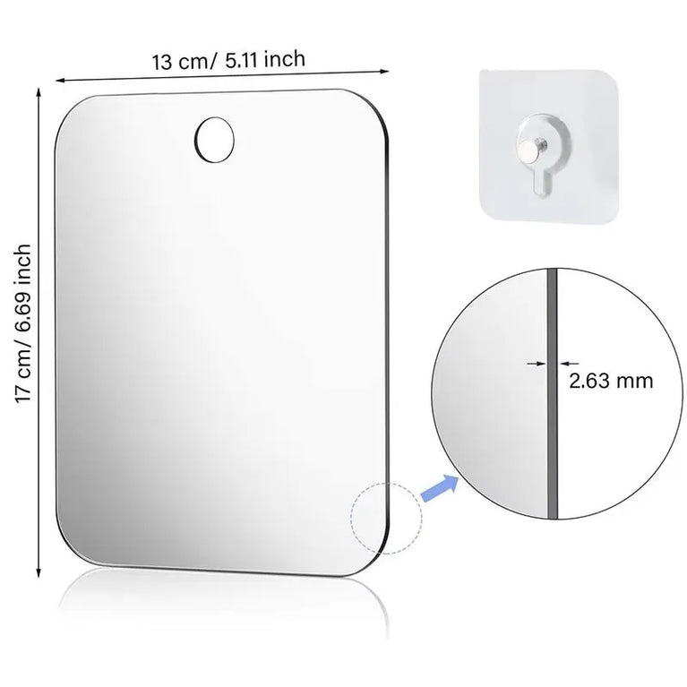 Fogless Acrylic Shower Mirror | Portable Anti-Fog Shaving Mirror with Non-Slip Stand