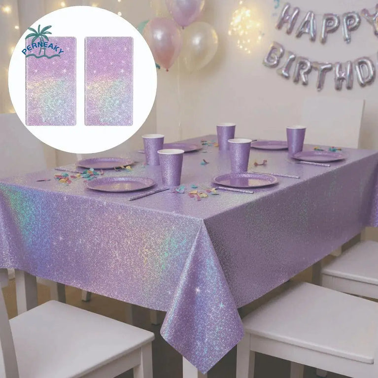 Purple Iridescent Laser Disposable Tablecloth for Party Decoration