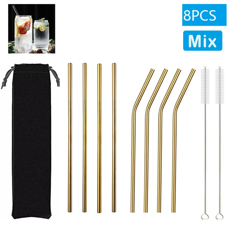 Glass Straws Eco Friendly Reusable Drinking Straw Set with Brushes Bar Accessories