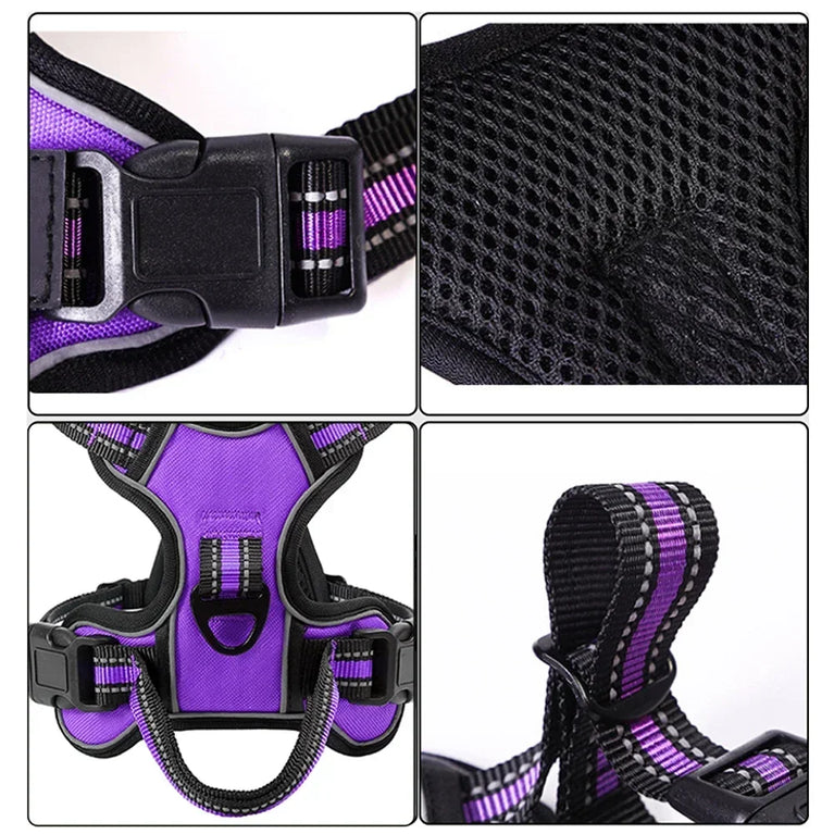Adjustable Nylon Dog Harness No Pull Reflective Breathable Pet Vest