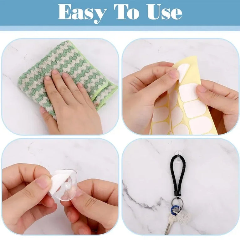 50/10PCS Mini Clear Wall Hooks Self Adhesive Transparent Sticky Hanger Wall Decor Hook Home Kitchen Bathroom Storage Organizers