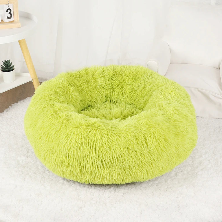 Donut Dog Bed Plush Basket Fluffy Medium Small Washable Warm Round Puppy Bed Mat