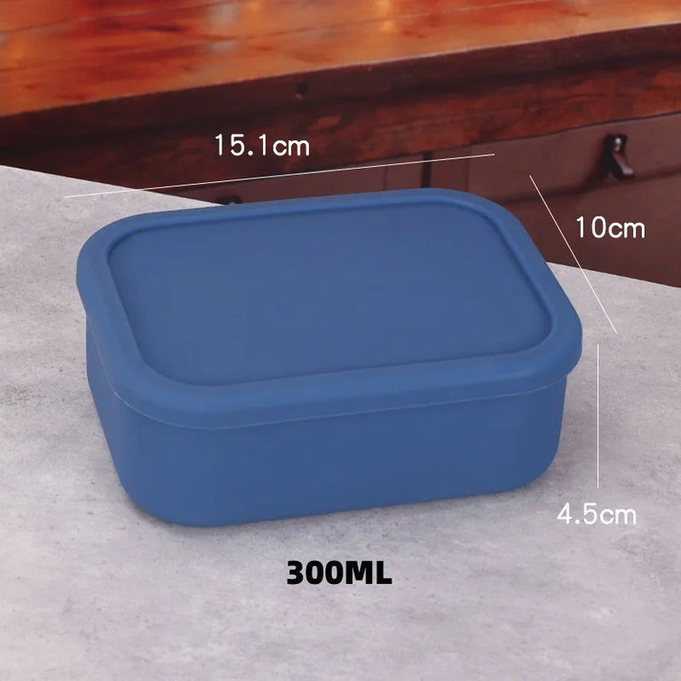 Silicone Bento Box Rectangle Leak-Proof Microwave Safe Lunch Container Portable Food Storage