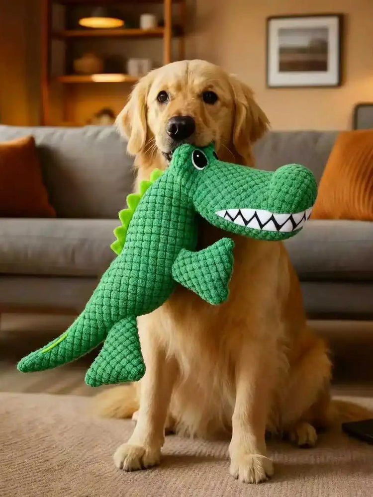 Pet Chew-Resistant Plush Interactive Toy with Sound Dinosaur Shape