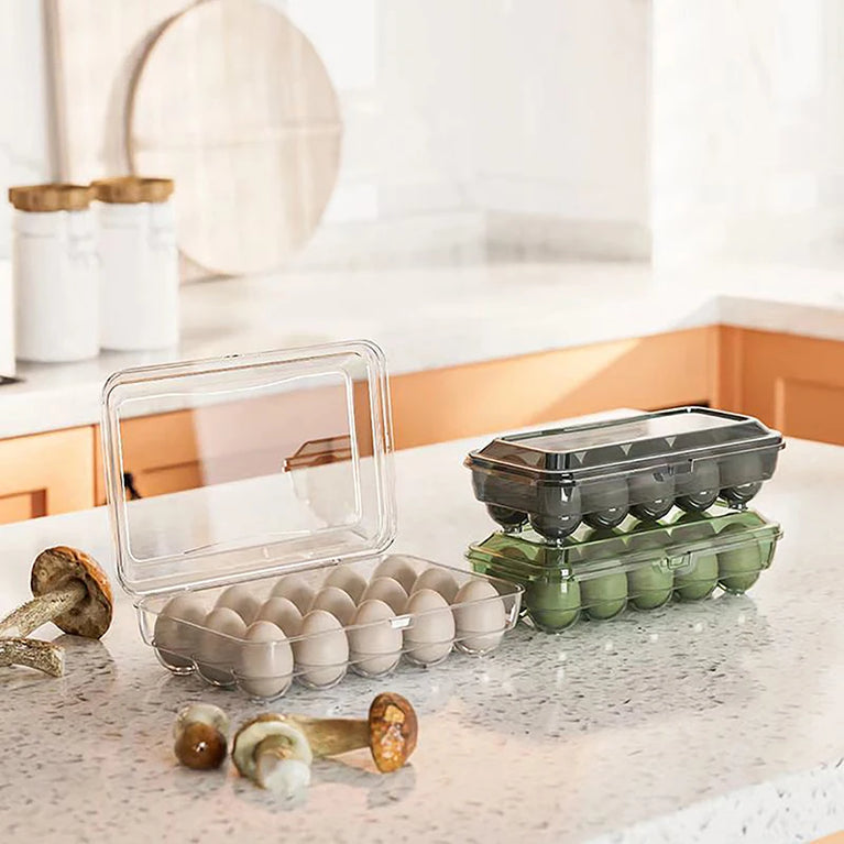 10/15 Grids Transparent Plastic Egg Storage Box Refrigerator Organizer Container