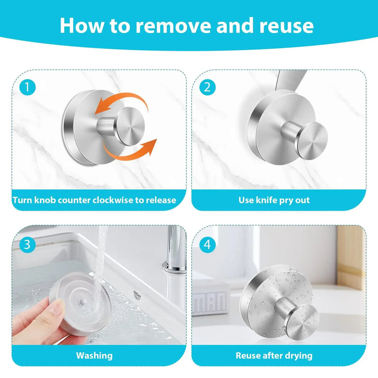 Vacuum Suction Cup Hook Punch Free Stainless Steel Wall Hanger