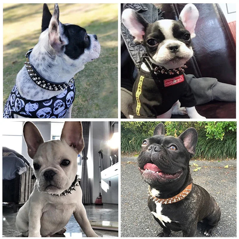 Adjustable Leather Dog Collar Punk Rivet Spiked Neck Strap