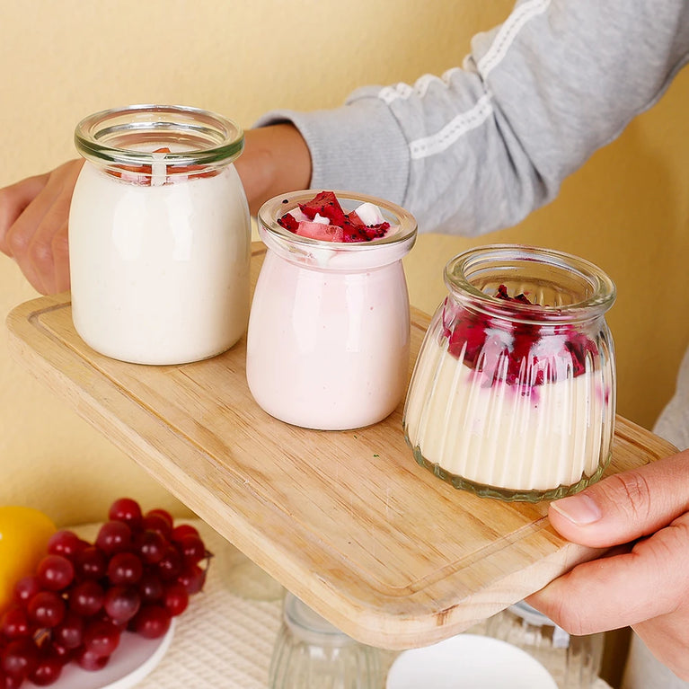 Glass Baking Bottles with Lid Yogurt Pudding Mini Food Storage Jar Container
