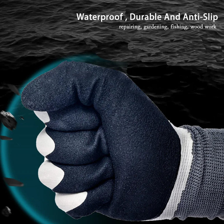 Super Grip Rubber Coated Waterproof Gardening Gloves Anti Slip Work