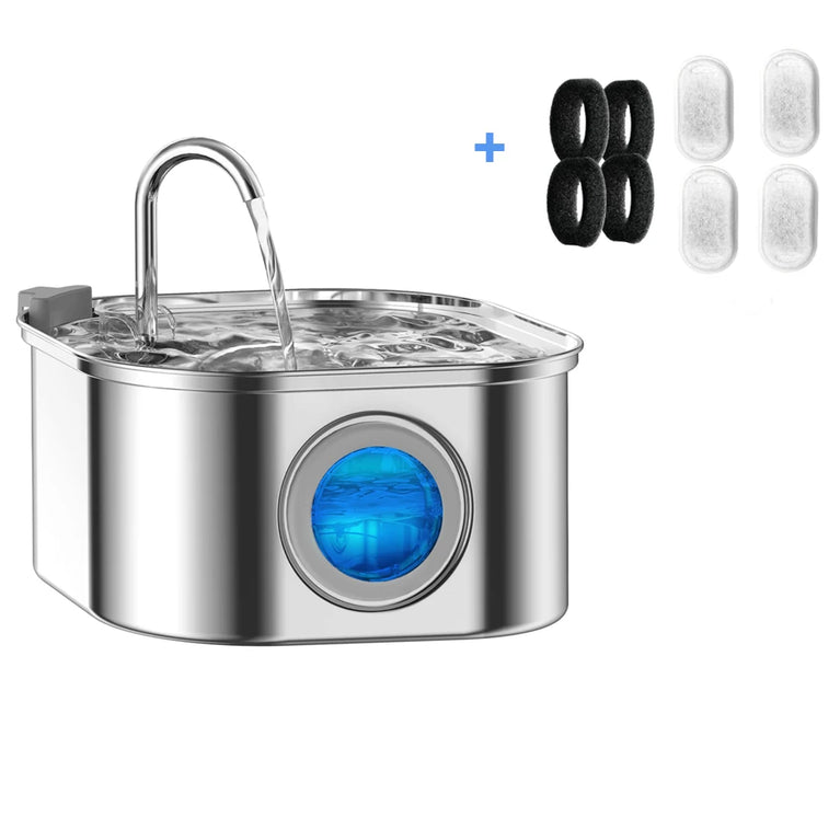 3.2L Stainless Steel Pet Water Feeder Auto Cat Fountain Smart Dog Water Dispenser Visual Window Bowl