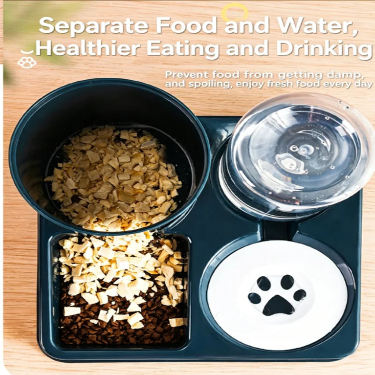 Double Raised Anti-Slip Cat Dog Bowl with Water Feeder System