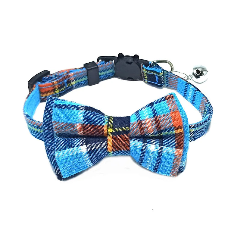 Pet Breakaway Cat Collar Bow Tie Bell Cute Plaid Adjustable