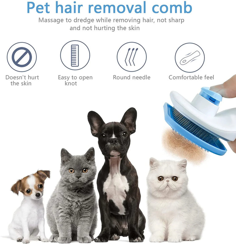 Stainless Steel Pet Grooming Brush | Pro Hair Remover & Comb